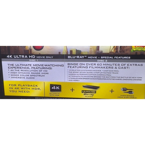 Spider-Man Homecoming 4K Ultra HD + Blu-ray + Digital 2017 Preowned (New Unused) - Picture 3 of 5